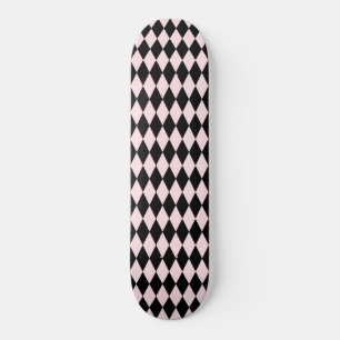 Black & Light Pink Stripe Pattern Minimal Abstract Skateboard