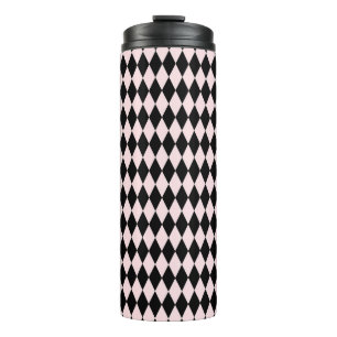 Black & Light Pink Stripe Pattern Minimal Abstract Thermal Tumbler