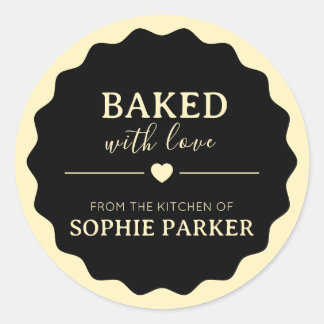 Black Light Yellow Baked With Love Scallop Sticker