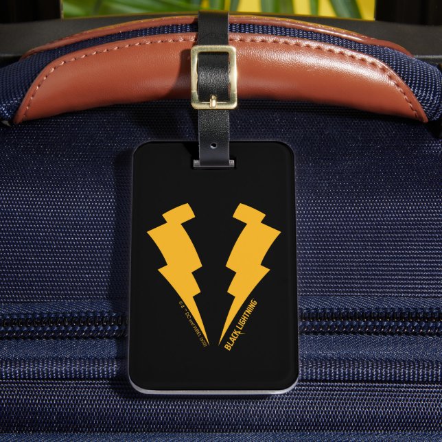 Black Lightning Bolts Graphic Luggage Tag (Front Insitu 2)