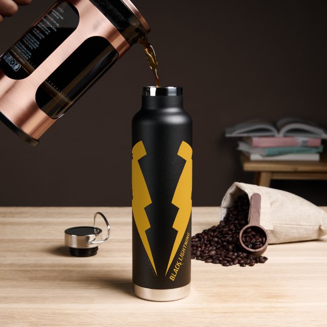 Black Lightning Bolts Graphic Water Bottle (Coffee)