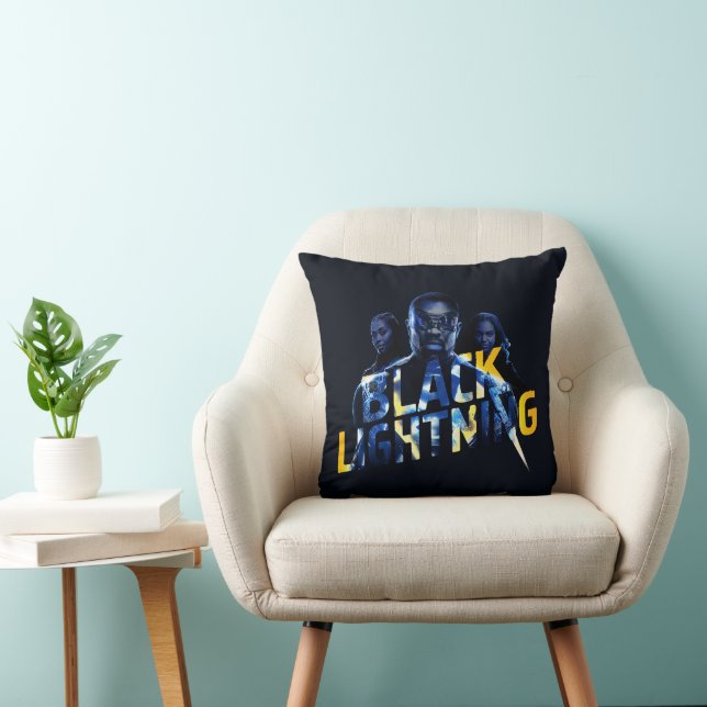 Black Lightning Heroes Graphic Throw Pillow (Chair)