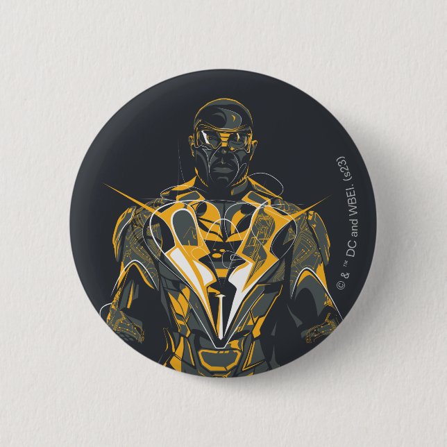 Black Lightning Illustration 2 Inch Round Button (Front)
