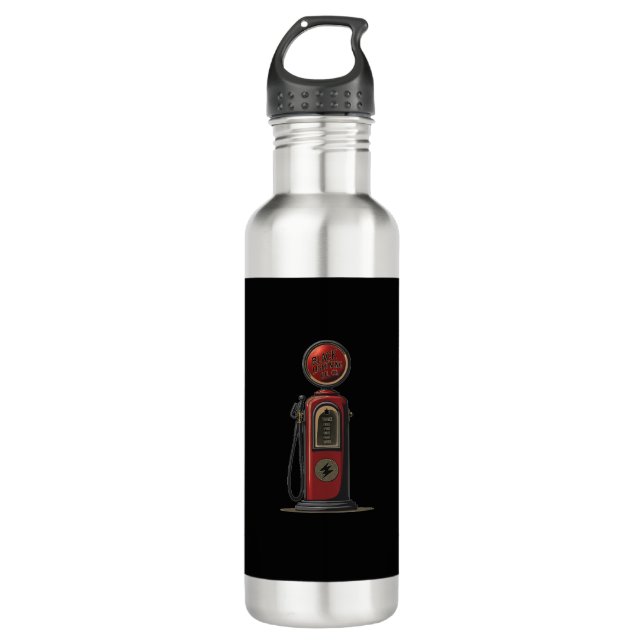 Black Lightning Oil Company Retro Gas Pump 710 Ml Water Bottle (Front)