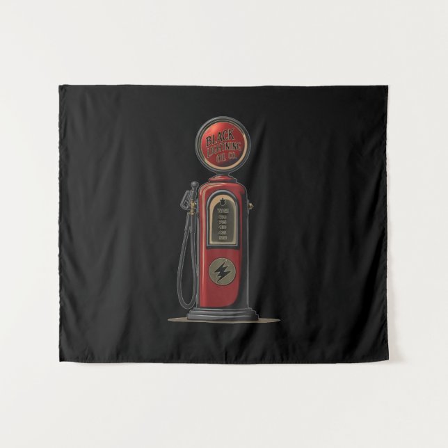 Black Lightning Oil Company Retro Gas Pump Tapestry (Front (Horizontal))