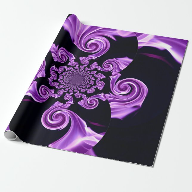 Black Lila Wrapping Paper (Unrolled)