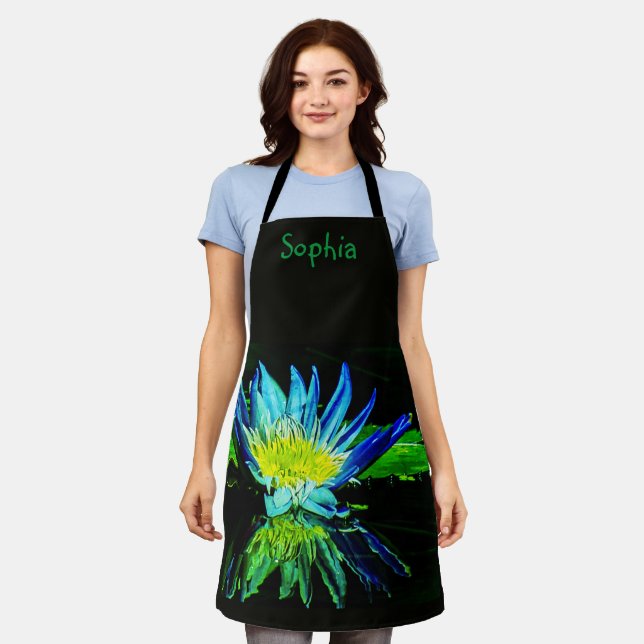 "Black Lily" All-Over Print Apron (Worn)
