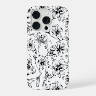 Black Lily Flowers iPhone 15 Pro Case