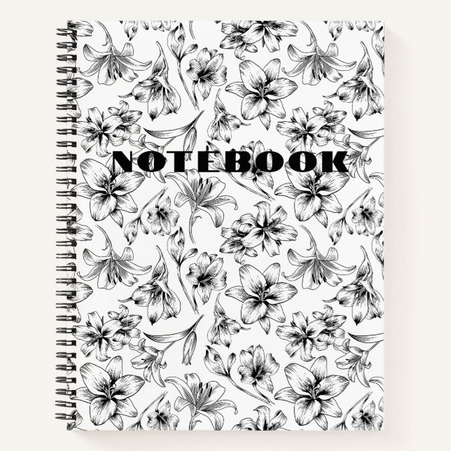 Black Lily Flowers Notebook (Front)