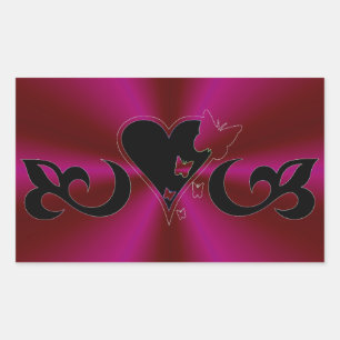 Black Lily Heart and Butterfly on Rainbow Sticker
