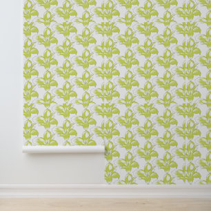 Black Lime Bold Floral Pattern Wallpaper