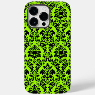 Black & Lime Damask Case-Mate iPhone 14 Pro Max Case