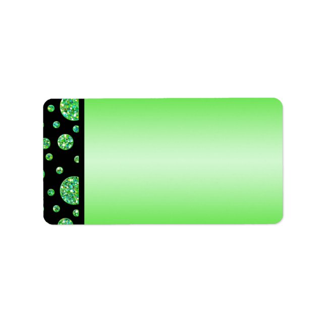 Black, Lime Glittery Dots Address Label Blank (Front)