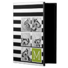 Black Lime Striped Photo Collage Custom Monogram
