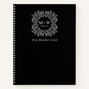 Black Line Art Floral Monogram Our Bucket List Notebook