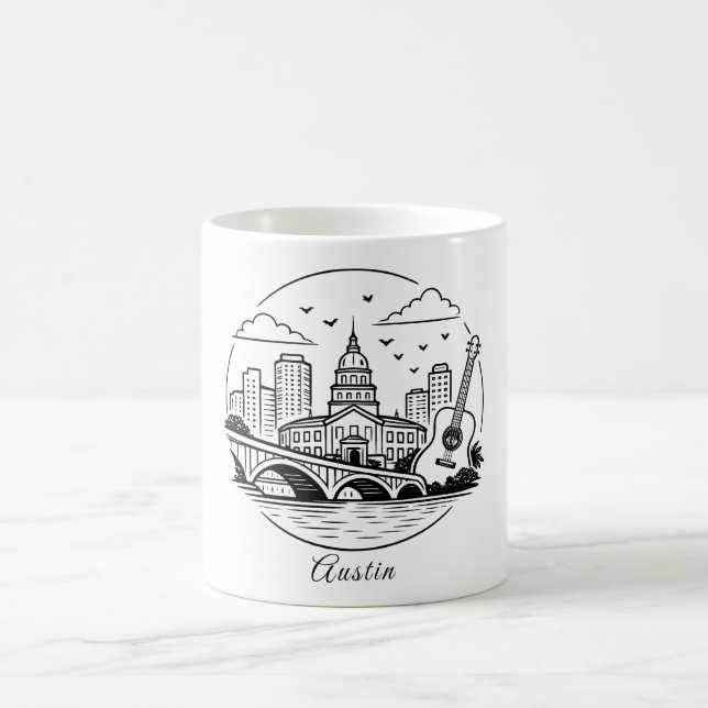 Black line Austin illustration Coffee Mug (Center)