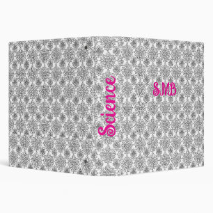 Black Line Botanical Floral Pattern Binder
