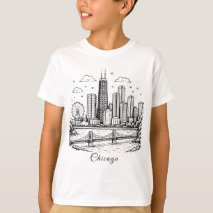 Black line Chicago illustration T-Shirt
