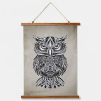 Black Line Drawing Graphic Art Owl Bird 