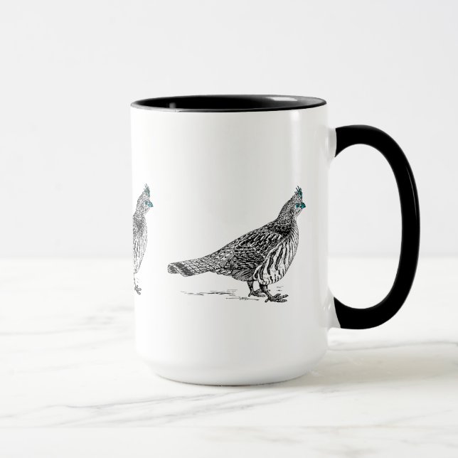 Black Line Drawing- Grouse  Bird Mug (Right)