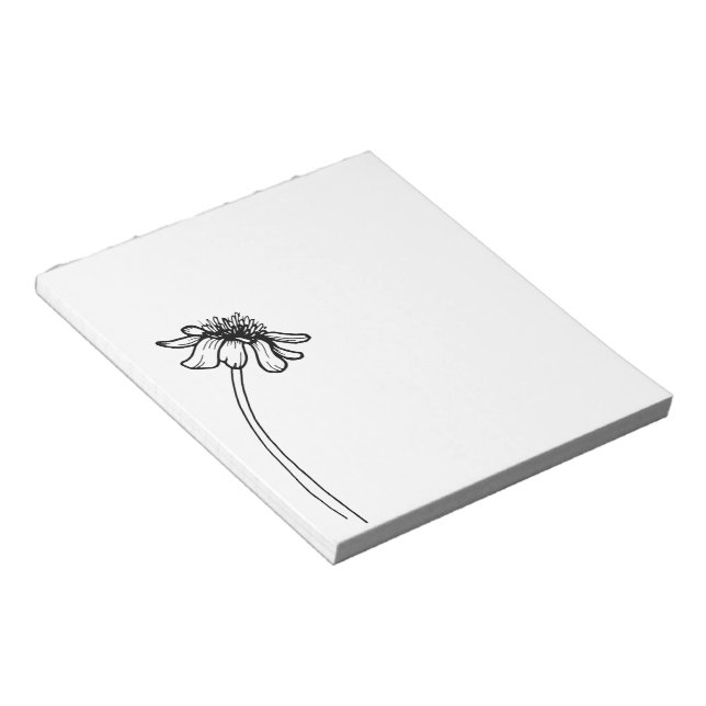 Black Line Floral Notepad Perfect for Notes (Angled)