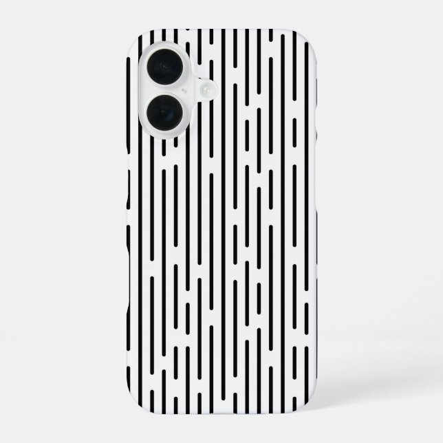 Black Line Geometric Pattern iPhone 16 Case (Back)