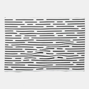 Black Line Geometric Pattern Kitchen Towel