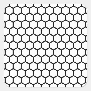 Black Line Honeycomb Bee Hive Hexagonal Pattern Square Sticker