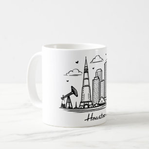 Black line Houston illustration Coffee Mug