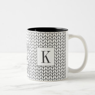 BLACK LINE KNIT Black Two-Tone Mug + Initial