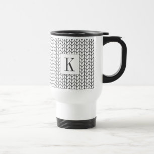 BLACK LINE KNIT Travel Mug + Initial 