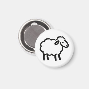 Black Line Sheep – Cozy Animal Ink Design on Magnet