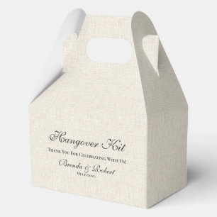 Black linen Simple Script Hangover Recovery Kit Fa Favor Box