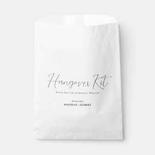 Black linen Simple Script Hangover Recovery Kit Favour Bag