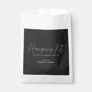 Black linen Simple Script Hangover Recovery Kit Favour Bag