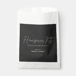 Black linen Simple Script Hangover Recovery Kit Favour Bag