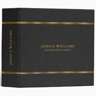 Black linen texture custom gold typography binder