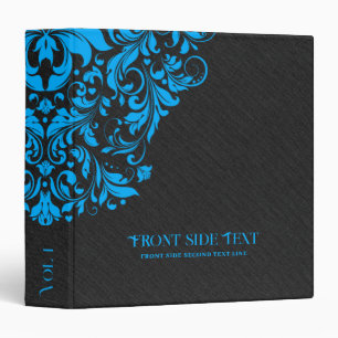 Black Linen Texture With Blue Floral Lace Binder