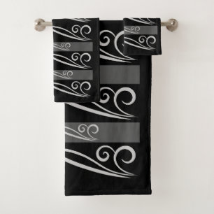 Black Lines Bath Towel Set