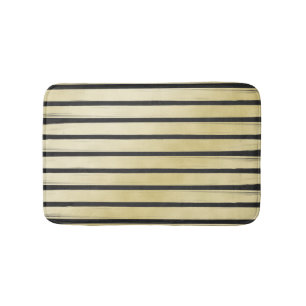 Black Lines On Gold Background Bath Mat