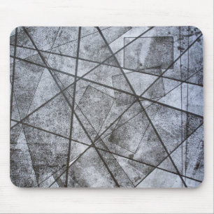 Black Lines white grey stripe rectangles abstract Mouse Pad