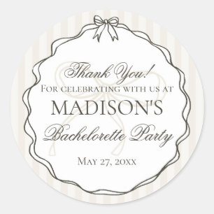 Black Lingerie Shower Bachelorette Party Favor Classic Round Sticker