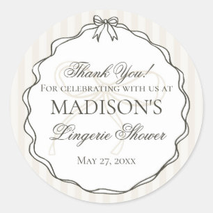 Black Lingerie Shower Bachelorette Party Favour Classic Round Sticker