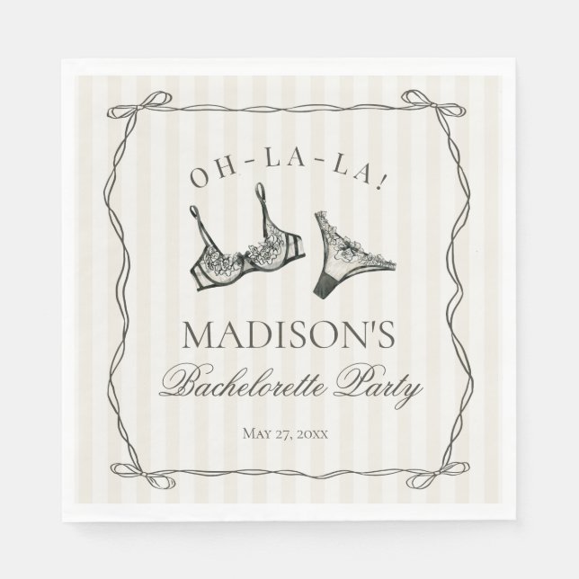 Black Lingerie Shower Bachelorette Table Decor Napkin (Front)