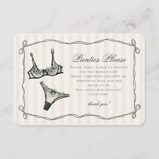 Black Lingerie Shower Panties Please Invite Insert (Front)