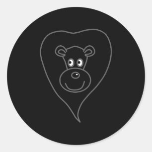 Black Lion Cartoon Classic Round Sticker