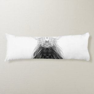 Black Lion with Antlers Crown and Monogram Body Pillow