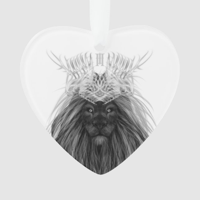 Black Lion with Antlers Crown and Monogram Ornament (Front)