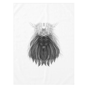 Black Lion with Antlers Crown and Monogram Tablecloth