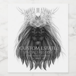 Black Lion with Antlers Crown and Monogram Wine Label